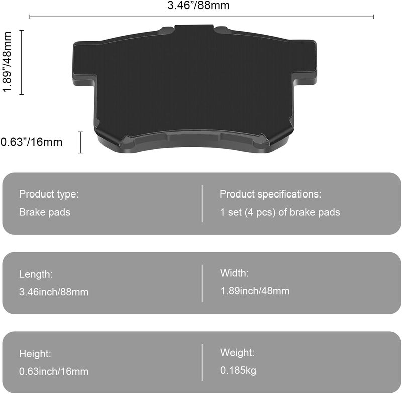 SUPLABEL HZ537 Premium Replacement Rear Brake Pad Set Compatible with Acura and Honda Accord Civic CRZ Prelude S200 - Image 3